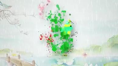 中国风谷雨涌动的粒子颗粒效果视频的预览图